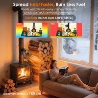[Vérifié] Ventilateur de poêle à bois moderne en aluminium noir mat à haute efficacité, alimenté par la chaleur, pour usage intérieur