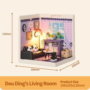 IIECREATE Mini modèle de jouet en plastique facile à assembler, blocs de construction magnétiques multi-scénarios, maison de poupée, <span class=keywords><strong>cabane</strong></span>, salon Dou Ding - Product Image 5