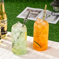Pailles en verre à motif de crâne effrayant pour Halloween, pailles réutilisables en borosilicate, pailles colorées amusantes pour cocktails, jus et fêtes