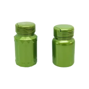 Venta al por mayor 80ml botella de píldora médica verde embalaje botella de cápsula de PET con tapa