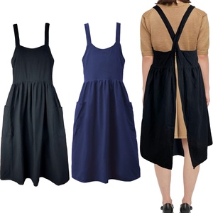 Cotton Linen <b>Apron</b> Cross Back <b>Work</b> <b>Apron</b> for Women with Pockets Pinafore Dress X Cross Halter <b>Apron</b> for Baking Chef Gardening - Product Image 4
