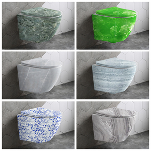 Inodoro de Cerámica Multicolor, Montado en la Pared, Estilo Rústico, Inodoro de Porcelana Suspendido en la Pared para Baño - Product Image 2