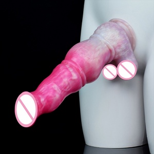 Monster <b>Dildo</b> Design Peach Color Erotic Curve Horse <b>Dildo</b> With Suction Cup for G-spot Fantasy Animal Plug Sex Games - Product Image 1
