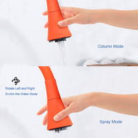 Robinet de cuisine à col de cygne réglable avec tuyau en silicone noir