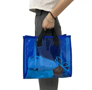 Atacado Verão Grande Saco De Compras Mulheres Muti-Cores Transparente Vinil Praia Senhoras Impermeável Limpar PVC Tote bags