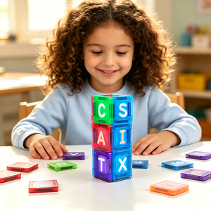 Giocattoli Educativi all'Ingrosso, Blocchi Magnetici, Mini Piastrelle Magnetiche per Bambini, <span class=keywords><strong>Ausili</strong></span> <span class=keywords><strong>Didattici</strong></span> Prescolare per Imparare Lettere e Numeri - Product Image 2