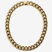 Collier chaîne cubaine Hip Hop en acier inoxydable grande taille, plaqué or 18 carats, tendance, unisexe, noir, personnalité cool