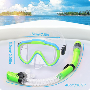 Masque de plongée pour enfants HhaoSport avec tuba sec 15 cm x 7,5 pouces pour la natation et la plongée - Product Image 1