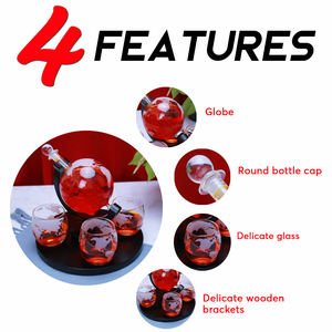 Liquore del Whisky Decanter Set Del <span class=keywords><strong>Mondo</strong></span> Inciso Globo Decanter con Artigianale di Vetro La Nave Con <span class=keywords><strong>Il</strong></span> Whisky di Vetro con 4 bicchieri set - Product Image 3