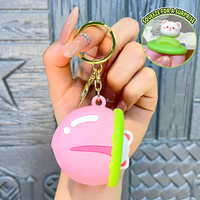 Porte-clés en silicone en forme de souche d'arbre mignon avec animal pop-up, jouet anti-stress souple à presser, breloque de sac pour enfants et adultes