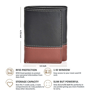 Chất Lượng Cao Tùy Chỉnh Ngắn Thiết Kế Tri-fold Kinh Doanh Rfid Chặn Man Grain Texture Leather Wallet - Product Image 6