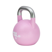 Kettlebell de compétition Shandong Pink 8 kg, poignée en acier chromé, surface mate et brillante, gravure de logo personnalisé, adapté aux débutants