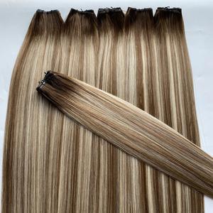 Haiyi, puntas gruesas, marrón chocolate con reflejos rubios claros, <span class=keywords><strong>cabello</strong></span> de trama Remy Genius marrón nogal - Product Image 4