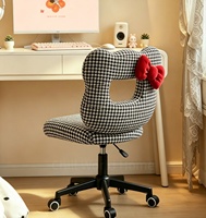 Chaise de bureau pivotante mignonne avec base métallique roulante et éponge haute résilience, chaise d'ordinateur rembourrée pour chambre, bureau et maquillage