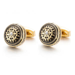 Juego de mancuernas personalizadas de sublimación para hombre, conjunto de gemelos de lujo de plata, oro y negro, caja - Product Image 5