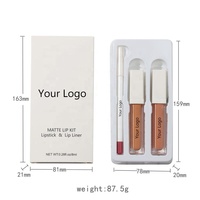Kit de maquillage pour les lèvres 3 en 1, marque privée, mat, sans cruauté envers les animaux, imperméable, crayon à lèvres et brillant à lèvres