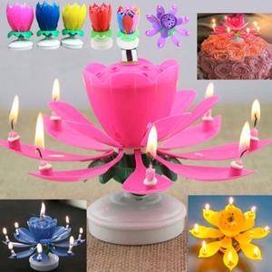 Beautiful fashion Flower music romantic petal cake shape Flower Lotus Candle lotus petal candle for party birthday holiday - Product Image 6