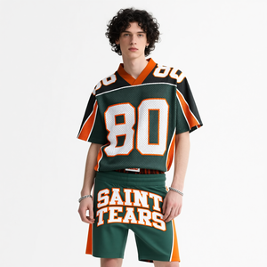 Diseño de camiseta de fútbol personalizada con logo bordado, estilo urbano, camisetas holgadas de verano, de poliéster de secado rápido y transpirable, camiseta deportiva. - Product Image 2