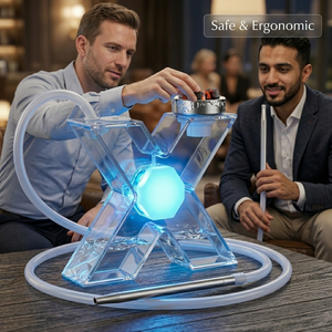 Chicha manuelle en forme de X avec lumière LED, vente en gros, chicha arabe en acrylique, nouveau design créatif, ensemble de chicha pour bar - Product Image 3