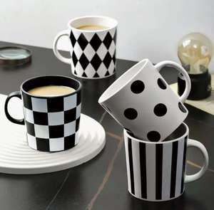 New Design Good Quality American Style Vintage Ceramic Mug 300ml Black <b>White</b> Pattern Food Safe Reusable Business <b>Gifts</b> - Product Image 1
