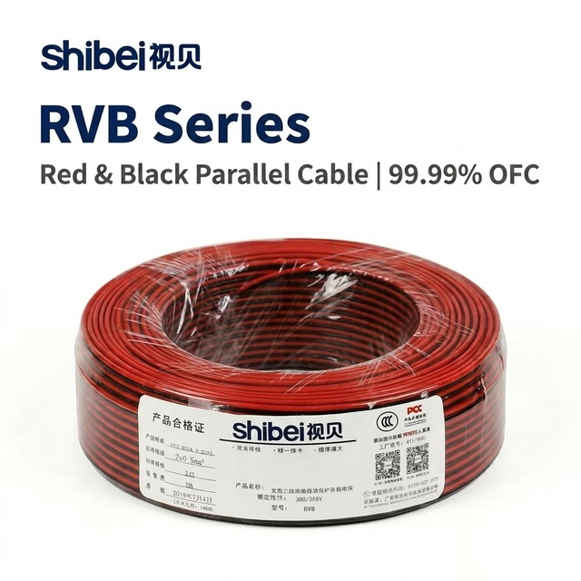 Premium Solid 2 Core OFC Copper Speaker Wire 99.99% Pure Red Black PVC Insulated for Home Theater Building & Power
