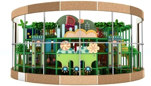 Trampoline d'intérieur sur le thème de <span class=keywords><strong>la</strong></span> jungle avec toboggan LED et piscine à balles, construction en PVC et mousse, sûr pour les enfants - Product Image 3
