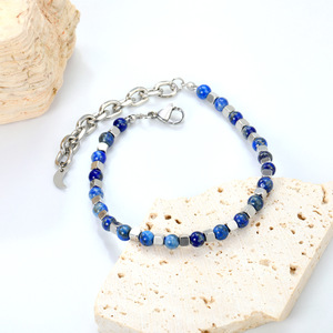 Beaded Stainless Steel <b>Bracelet</b> Blue Geometric Women's Jewelry Fashion Accessory - Product Image 4