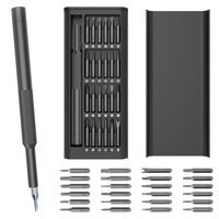 Kit de tournevis magnétique 25-en-1 avec poignée en alliage d'aluminium isolée, embouts Phillips/plates, pour réparation de téléphones, outil de précision