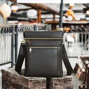 Factory Tactical Outdoor <b>Men</b> Genuine Leather Vintage Style Messenger <b>Shoulder</b> Crossbody <b>Bag</b> Adjustable Strap - Product Image 5