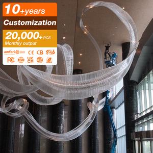 Tùy chỉnh hiện đại sang trọng sảnh khách sạn trong nhà lớn Ribbon Trần Đèn pha lê Đèn Mặt dây chuyền Đèn chùm với Glass Shade - Product Image 1