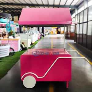Chariot de restauration à 3 roues en acier inoxydable avec parasol réglable et petit réfrigérateur pour la vente de snacks en extérieur - Product Image 4