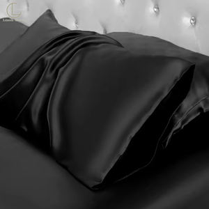 100% Pure Mulberry 20 Momme 6a <span class=keywords><strong>Vegan</strong></span> Set Oko Tex Silk <span class=keywords><strong>Taie</strong></span> d'<span class=keywords><strong>oreiller</strong></span> Noir - Product Image 2