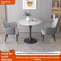 Rock Board Petite table basse Deux chaises Combinaison pour réception d'affaires Négociation Balcon Petit appartement Restaurant Ensembles