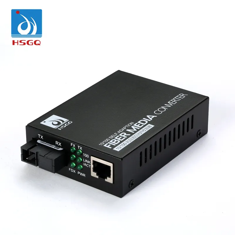 HSGQ-M001 10/100M 20Km Sc Fiber Optische Gpon Media Converter Media Converter 4 Poort