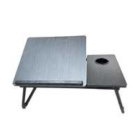 Plateau de petit-déjeuner pliable et réglable, table portable pour ordinateur portable avec fente pour tasse et support de téléphone, écologique et durable pour canapé