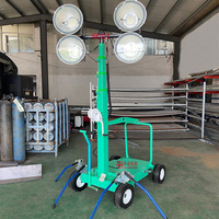 Nouvelle tour d'éclairage mobile LED de type chariot à roulettes, levage manuel, hauteur réglable jusqu'à 5 mètres, HMF958
