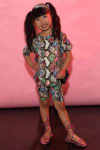 Conjunto de Ropa Infantil al por Mayor, Estilo Boutique, Patrón de Piel de Serpiente, 2 Piezas, Shorts de Motero para Niñas Pequeñas - Product Image 6