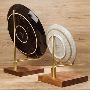 Solid Wood <b>Plate</b> Stand Display <b>Rack</b> For Porcelain <b>Plates</b> Saucers Handicrafts Round Ornaments Freestanding Rectangle Base - Product Image 4