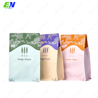 Sachet à fond plat personnalisé en PET/NY/PE pour café, avec fermeture éclair haute résistance, valve unidirectionnelle et gaufrage pour grains de café torréfiés