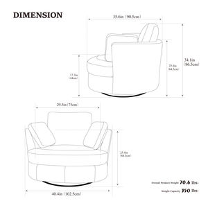 Nuova Poltrona Girevole in Ciniglia con Seduta Profonda, <span class=keywords><strong>Grande</strong></span> Poltrona Rotonda Imbottita per <span class=keywords><strong>Soggiorno</strong></span> - Product Image 6