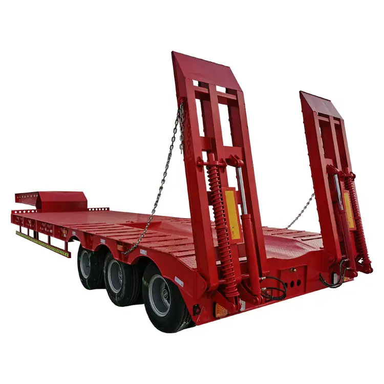 Werkspreis 4-Achsen 100 Tonnen 18-Meter-Hydraulikrampe Tiefbedienungsachse Tieflader-Bett-Lkw Tiefbett-Schienenanhänger