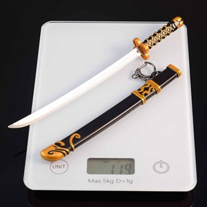 22CM japanische Samurai Sakura <span class=keywords><strong>Oni</strong></span> Maske Katana Voll metall Zink legierung Schlüssel bund Sammler Schreibtisch Dekoration Anime-inspiriertes Handwerk - Product Image 1