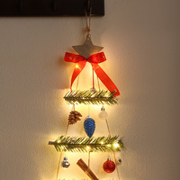 Décoration murale de Noël, ornements lumineux pour arbre de Noël, pendentifs, cônes de pin et rotin