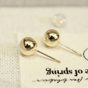 Pendientes de Oro Real de 18K Xinfly, Joyería de Oro 18K AU750, Pendientes de Bola Redonda Pulida de 6mm - Product Image 1