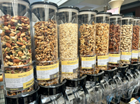 Étagères de présentation de noix complètes à alimentation par gravité pour les magasins zéro déchet, bac à nourriture en vrac pour les grains de café