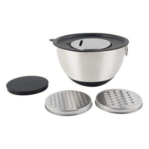 Juego de cuencos con tapas con 3 accesorios de rallador, base de silicona antideslizante - Product Image 1