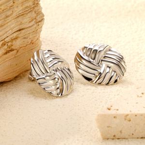 High Quality Non Tarnish <b>Fashion</b> Jewelry Women Wholesale Stainless Steel Round Geometric Texture Statement <b>Stud</b> <b>Earrings</b> - Product Image 5
