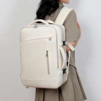Sac à dos pour ordinateur portable en polyester neutre, fermeture éclair, grande capacité, imperméable, pour affaires et voyages, avec bretelles ergonomiques