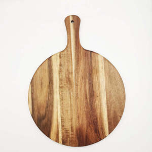 En stock cuisine pelle à pizza ronde en bois d'acacia personnalisée avec poignée planche à pizza plateau de service en bois ensemble de planche à fromage - Product Image 6