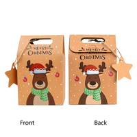 Sac cadeau en papier kraft de Noël, sac de shopping en papier imprimé Joyeux Noël, boîte d'emballage pour bonbons de Noël
